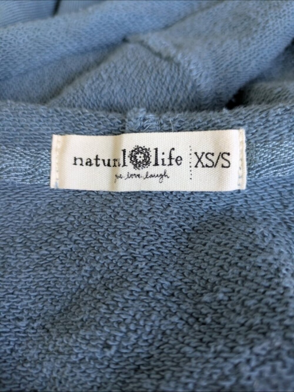 Natural Life Raw Hem Cropped Hoodie Blue Size XS/S Oversized Slouchy - Picture 6 of 7